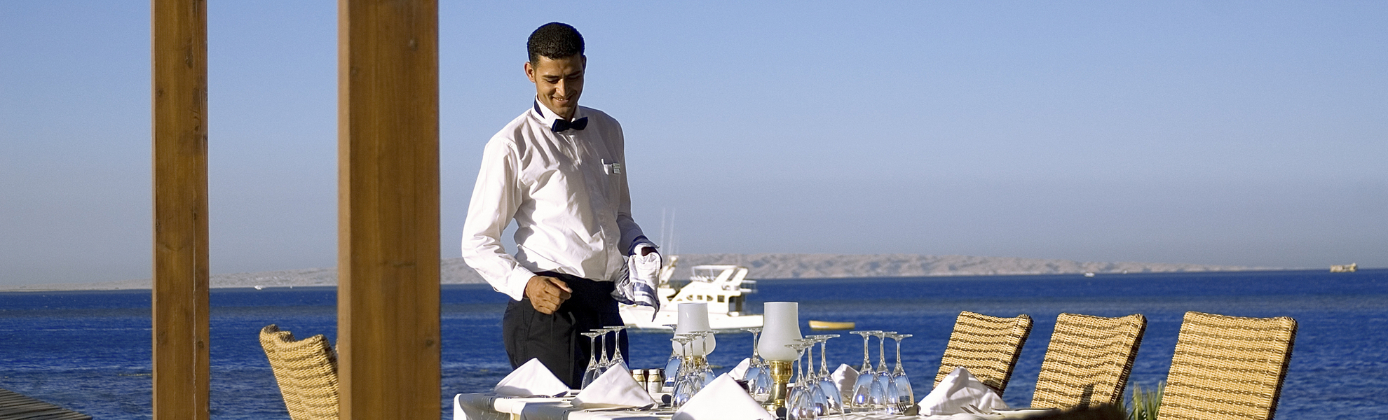 Restaurantterrasse im Steigenberger Al Dau Beach Hotel in Hurghada, Ägypten