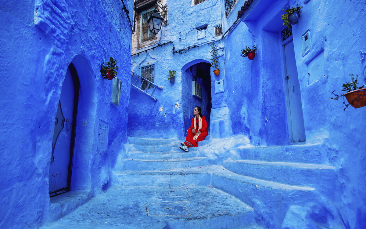 Blaue Haeuser in Chefchaouen, Marokko