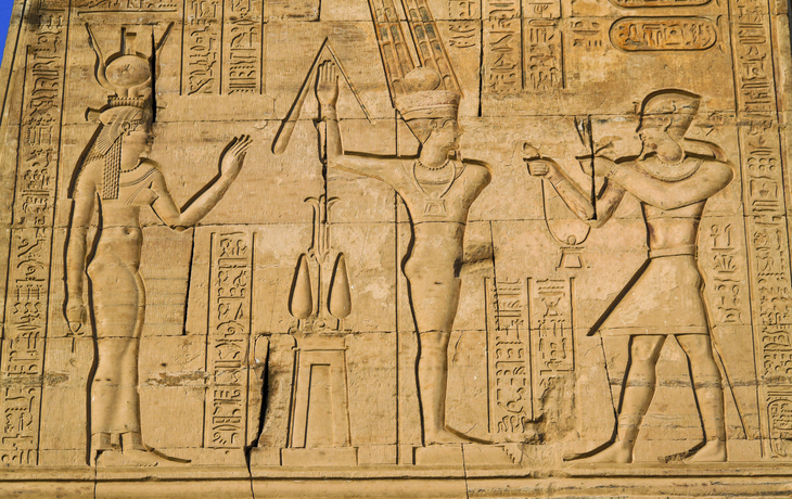 Wandmalerei im Doppeltempel von Kom Ombo in Ägypten