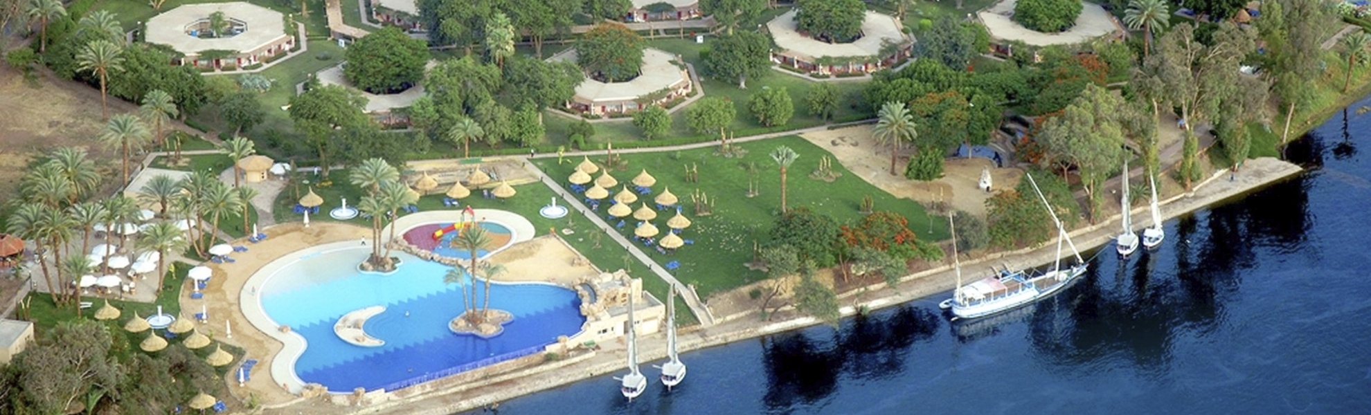 Blick auf das Hotel Jolie Ville Kings Island Luxor, Ägypten