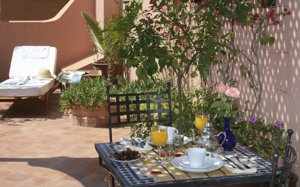 Terrasse im Hotel Riad Daria Marrakech, Marokko