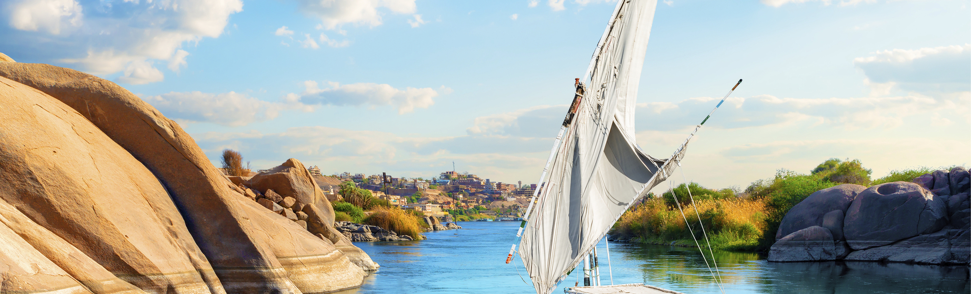 Segelboot im Nil bei Assuan, Aegypten