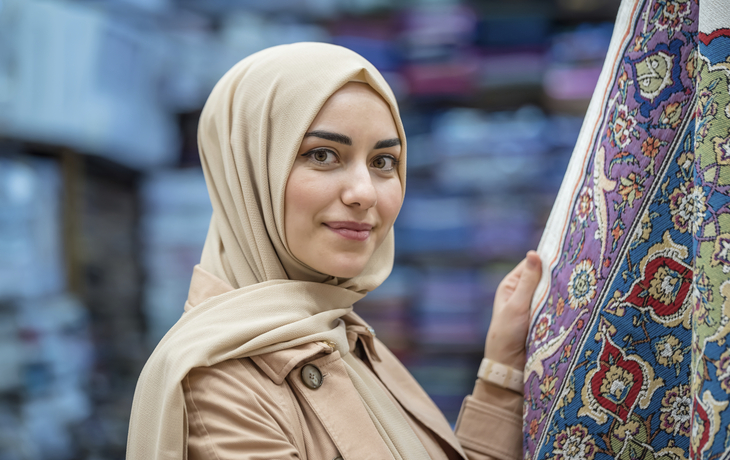 Ägypterin mit traditionellem Stoff