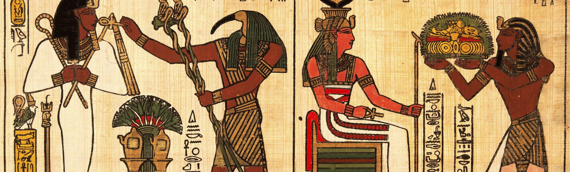 Wandmalerei auf Papyrus in Ägypten