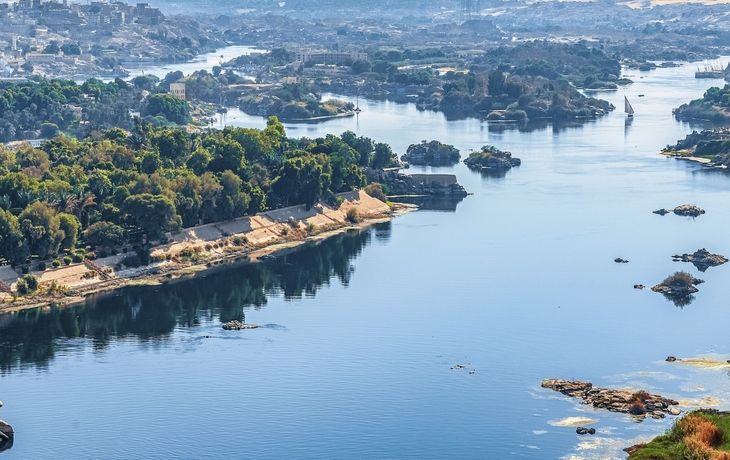 Luftansicht des Nil bei Assuan, Ägypten