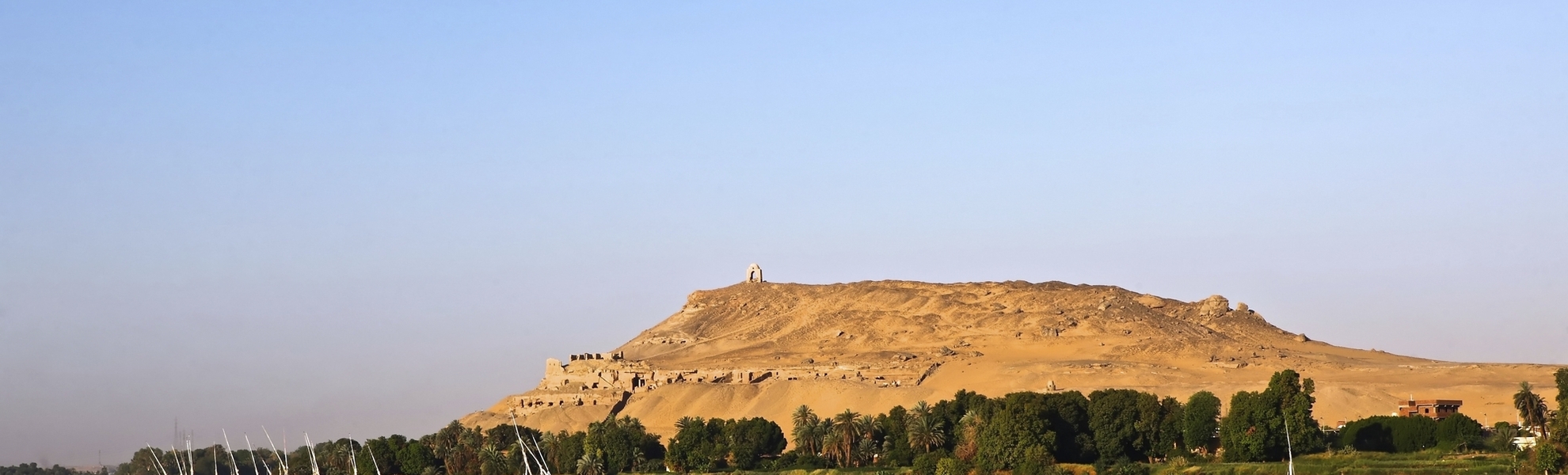 Blick über den Nil auf Assuan in Ägypten