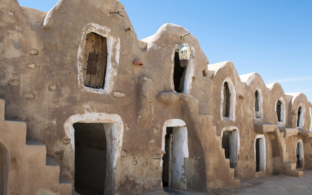 Häuser in Tataouine auf der Insel Djerba, Tunesien