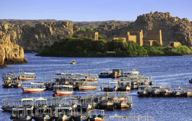 Blick auf den Philae-Tempel bei Assuan, Ägypten