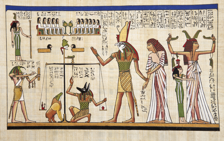 Wandmalerei auf Papyrus in Ägypten
