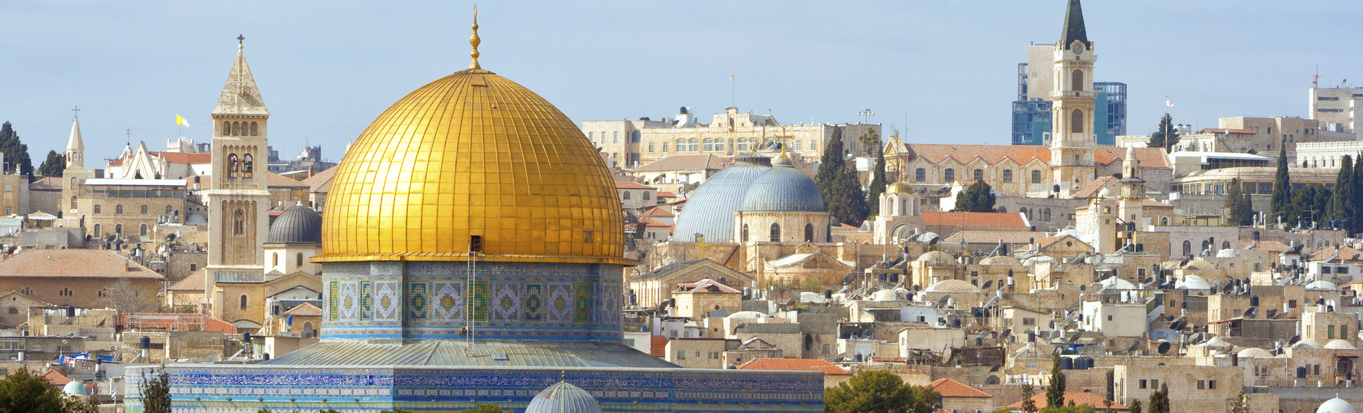 Panorama von Jerusalem mit dem Felsendom im Vordergrund, Israel