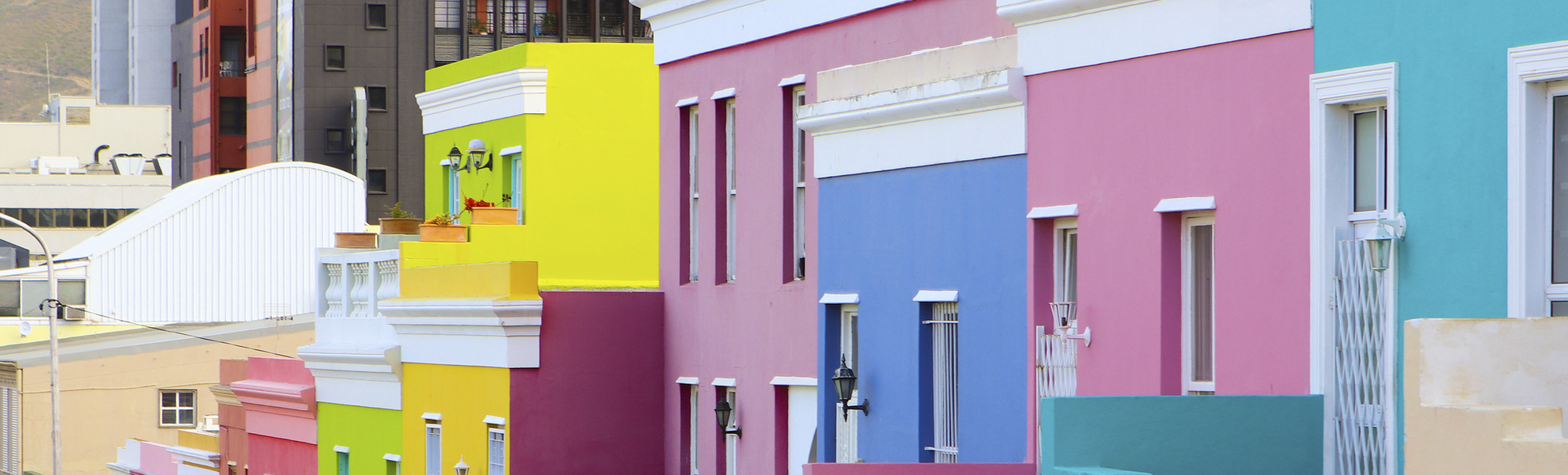 Bunt bemalte Haeuser in Malay, Suedafrika