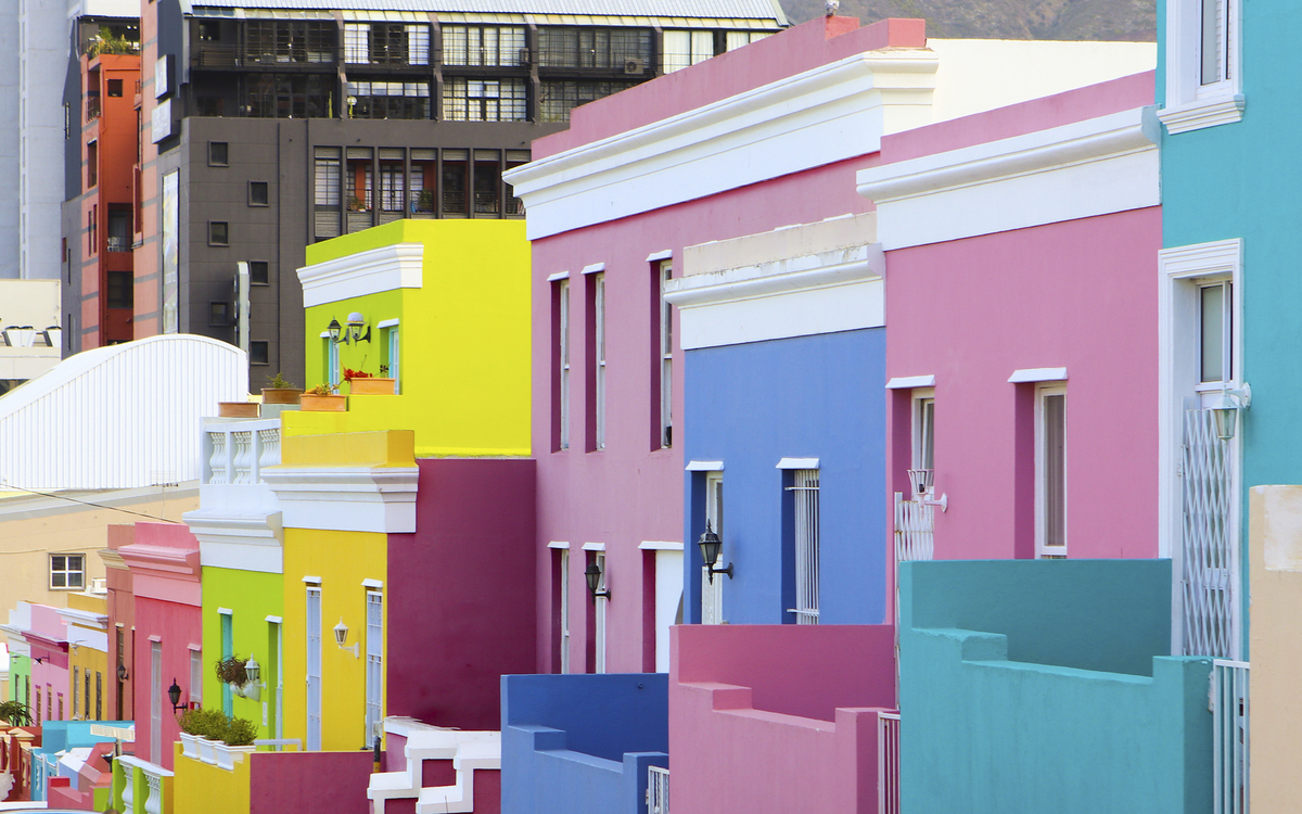 Bunt bemalte Haeuser in Malay, Suedafrika