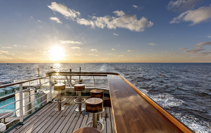 Sonnenuntergang von der Jupiterbar gesehen, MS Amadea