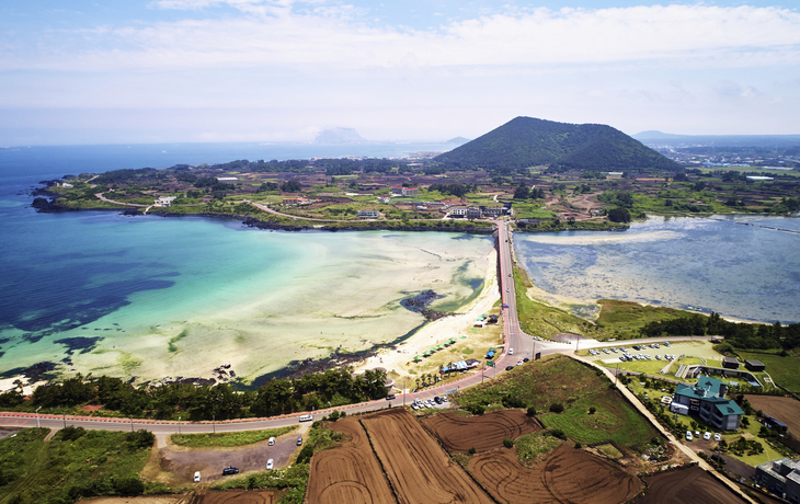 Luftansicht auf die Insel Jeju, Suedkorea