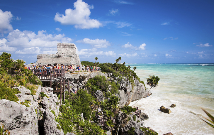 Die Ruinenstätte Tulum, direkt am Meer, Mexiko