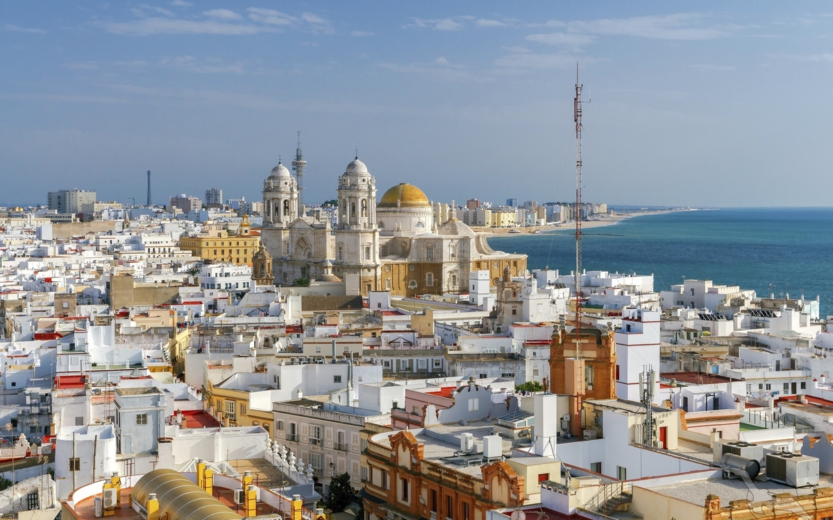 Luftansicht der Altstadt von Cádiz, Spanien