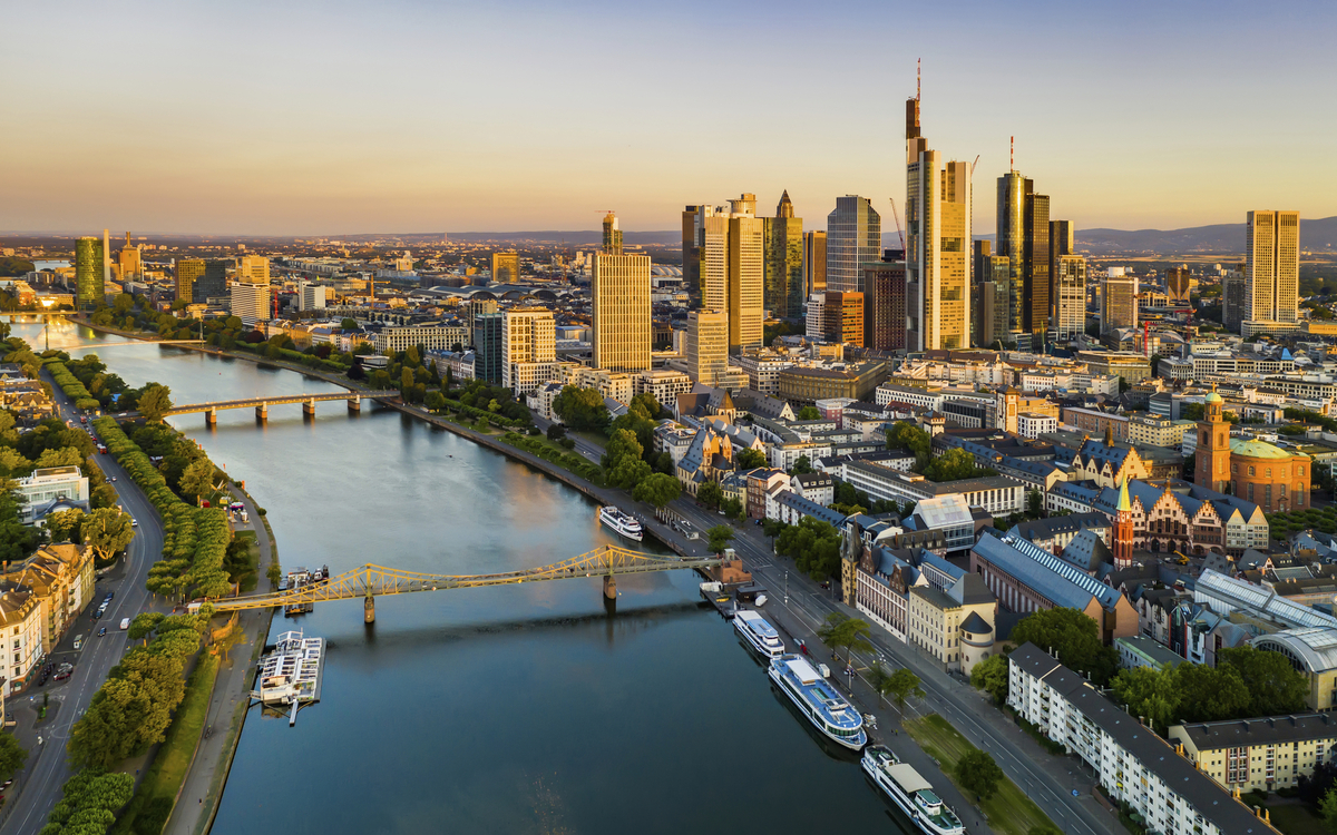 Luftaufnahme von Frankfurt am Main, Deutschland