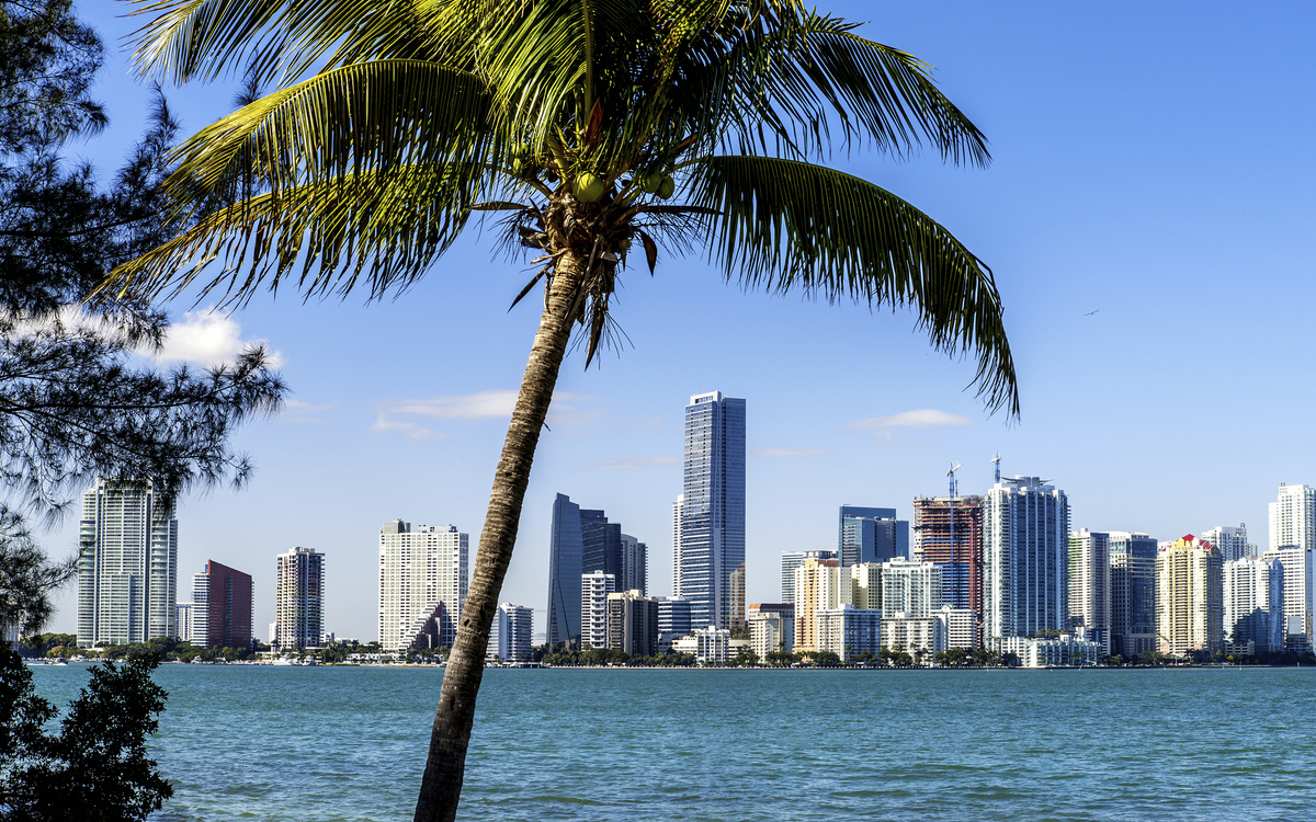 Blick auf die Küste von Miami in Florida, USA