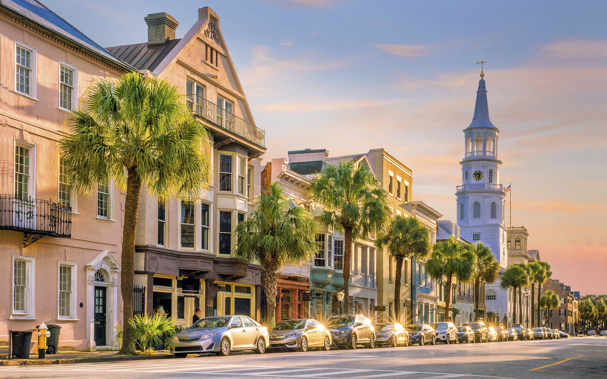 Charleston während des Sonnenuntergangs, USA