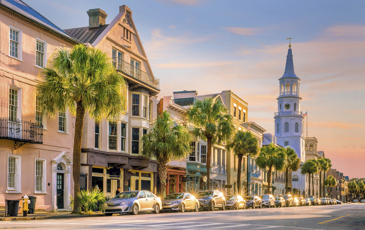Charleston während des Sonnenuntergangs, USA