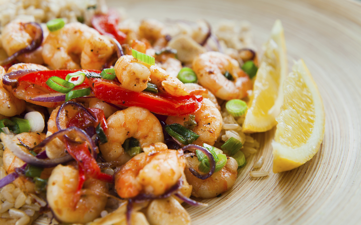 schmackhaft zubereitete Shrimps