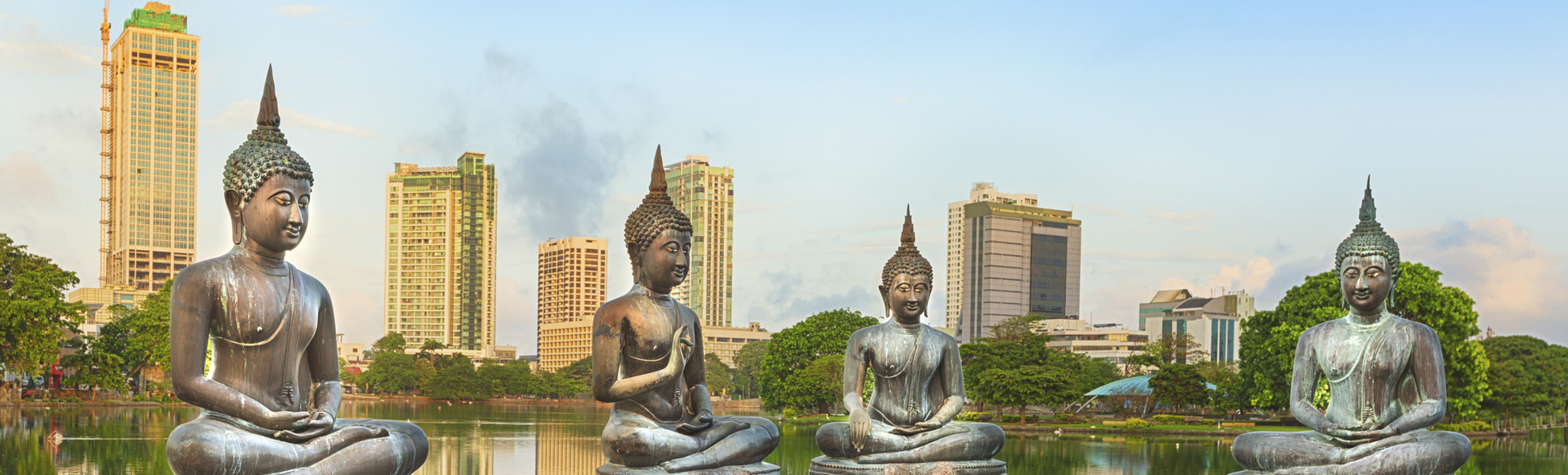Blick vom Gangaramaya Tempel auf Colombo, Sri Lanka