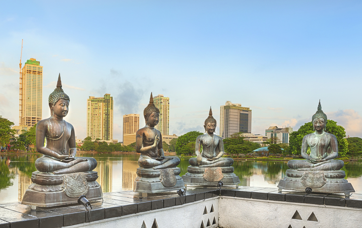 Blick vom Gangaramaya Tempel auf Colombo, Sri Lanka