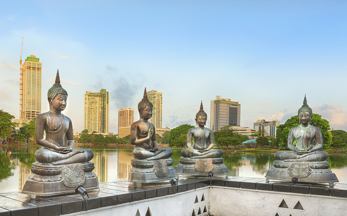 Blick vom Gangaramaya Tempel auf Colombo, Sri Lanka