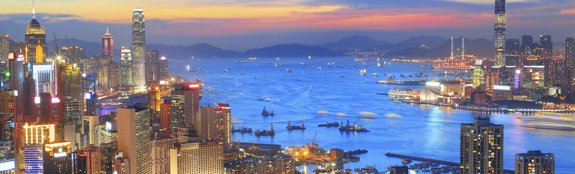 Sonnenuntergang bei Hongkong, China