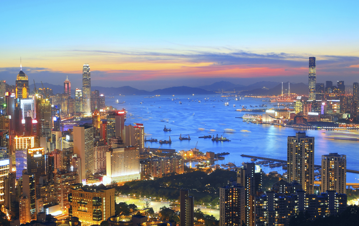 Sonnenuntergang bei Hongkong, China