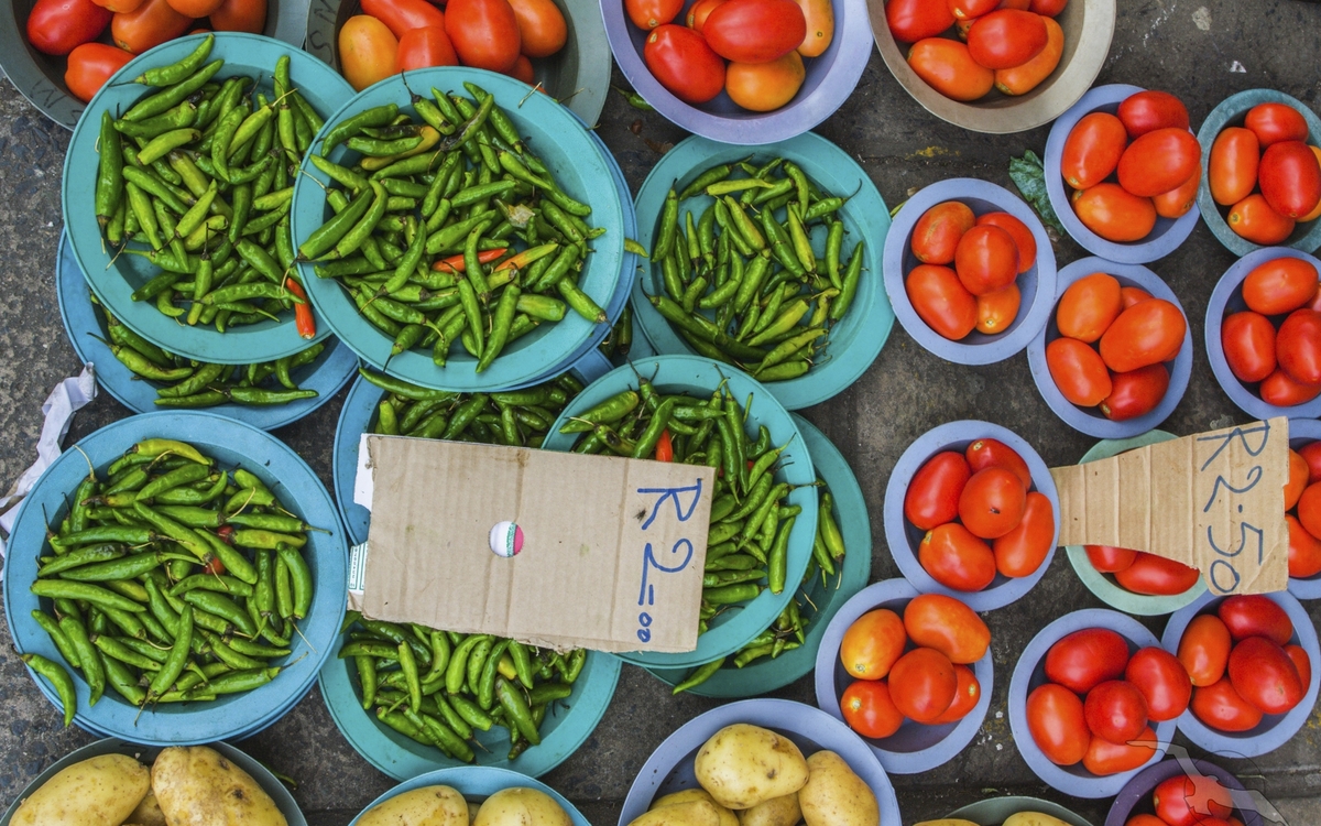 Gemüse auf dem Markt von Durban, Südafrika