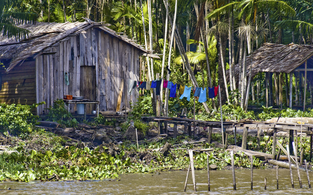 Steg vor der Huette im Amazonas, Brasilien