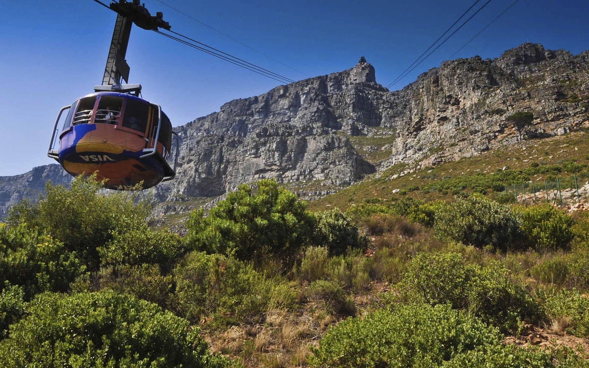 Seilbahn hoch auf den Tafelberg in Kapstadt, Südafrika
