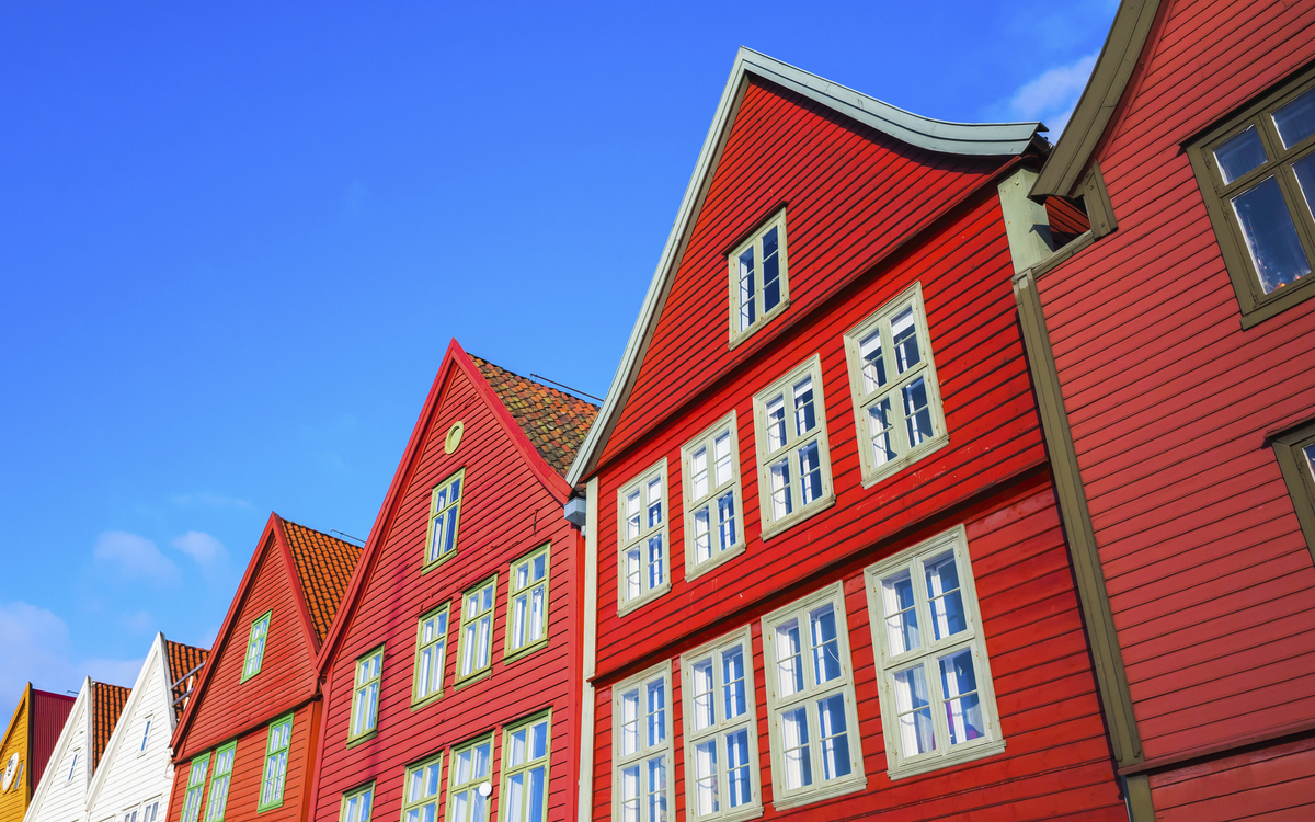 Häuser im Bergener Stadtteil Bryggen, Norwegen