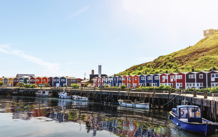 Typische bunte Häuser auf Helgoland, Deutschland