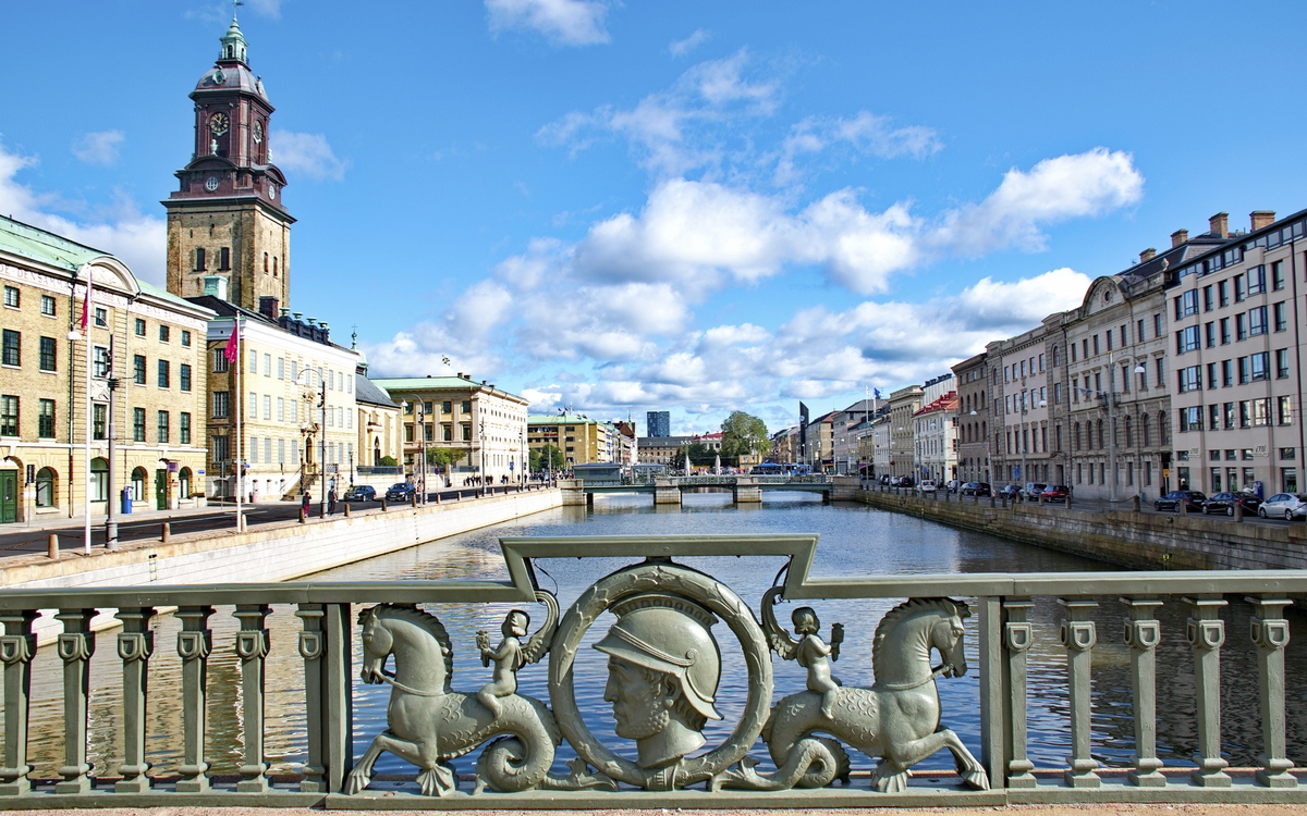 Brücke über einen Kanal in Göteborg, Schweden