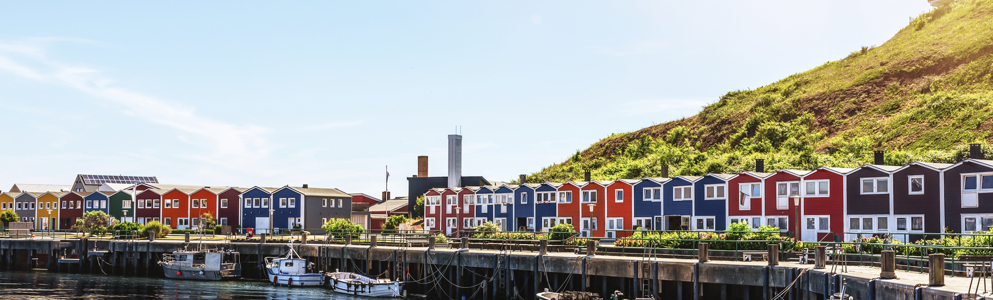 Typische bunte Häuser auf Helgoland, Deutschland