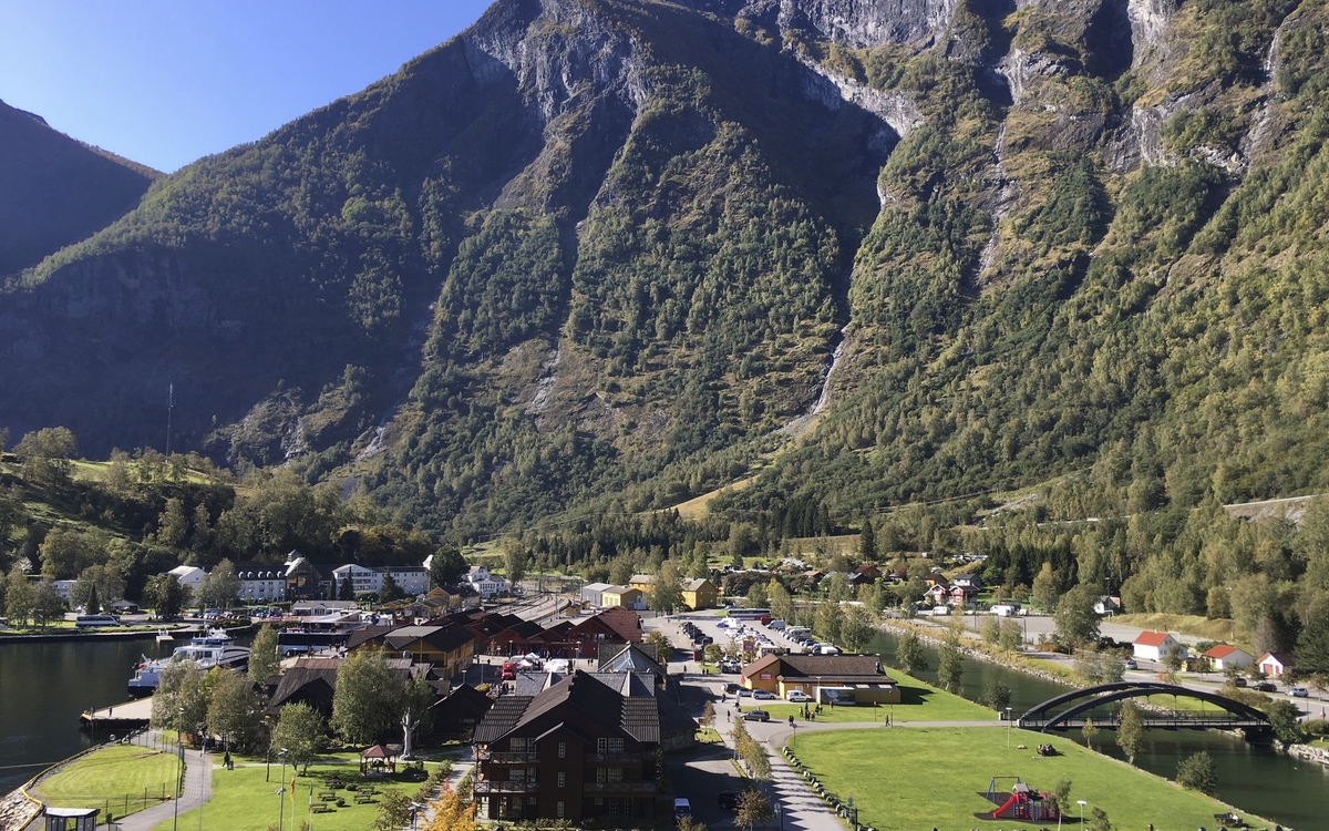 Aussicht auf Flåm, Norwegen