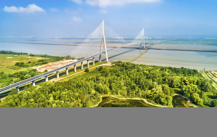 Pont de Normandie bei Honfleur, Frankreich