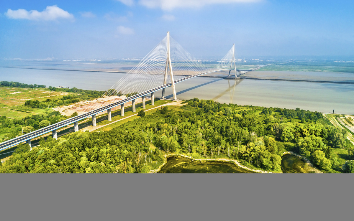 Pont de Normandie bei Honfleur, Frankreich