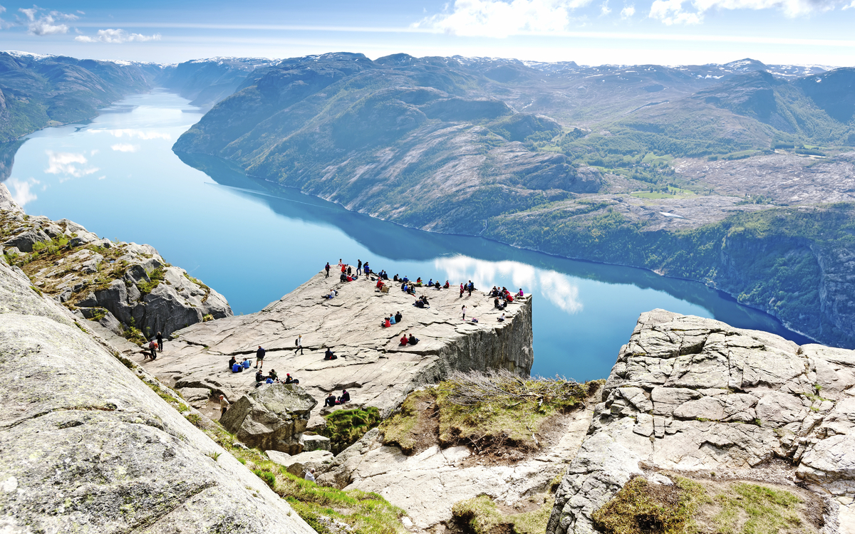 Blick vom Preikestolen auf das Lysefjord, Norwegen