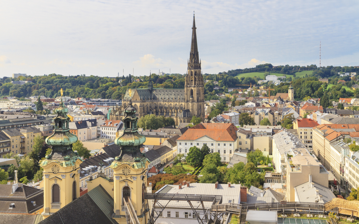 Blick über die Dächer von Linz, Österreich