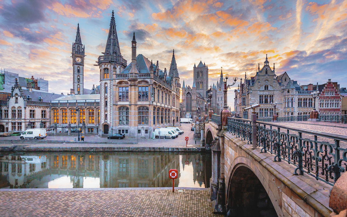Leie Fluss in der Stadt Gent, Belgien