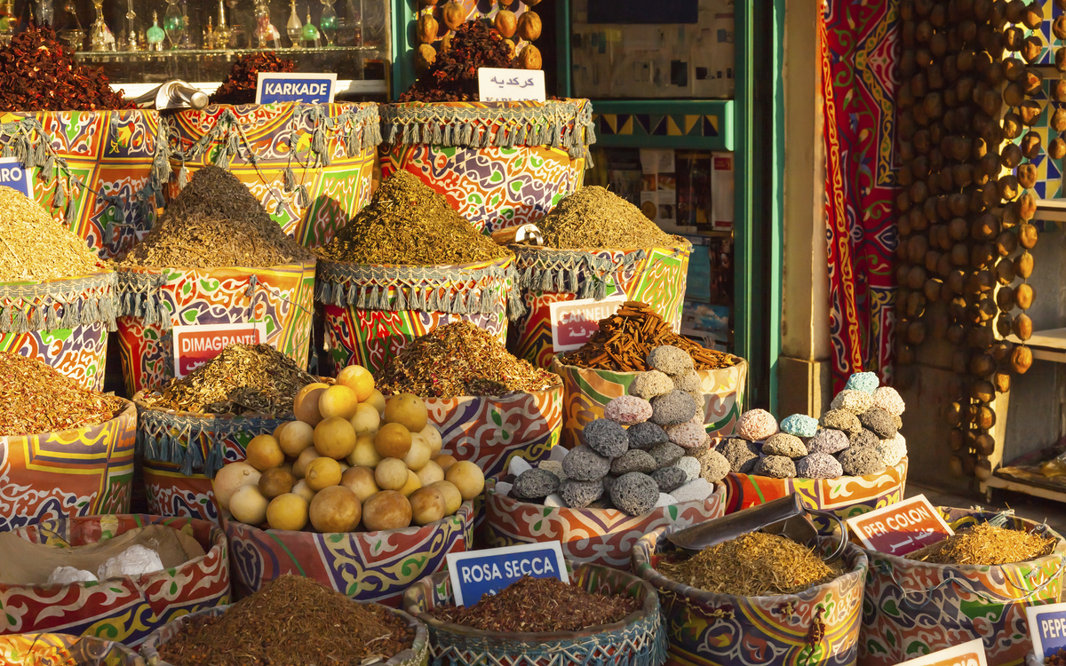 Stand auf einem Basar in Ägypten
