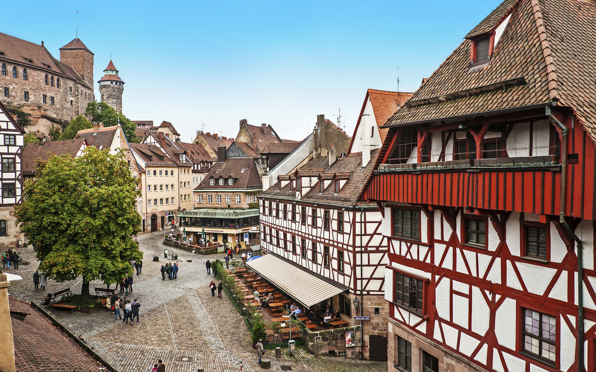 Platz in der Altstadt von Nürnberg, Deutschland