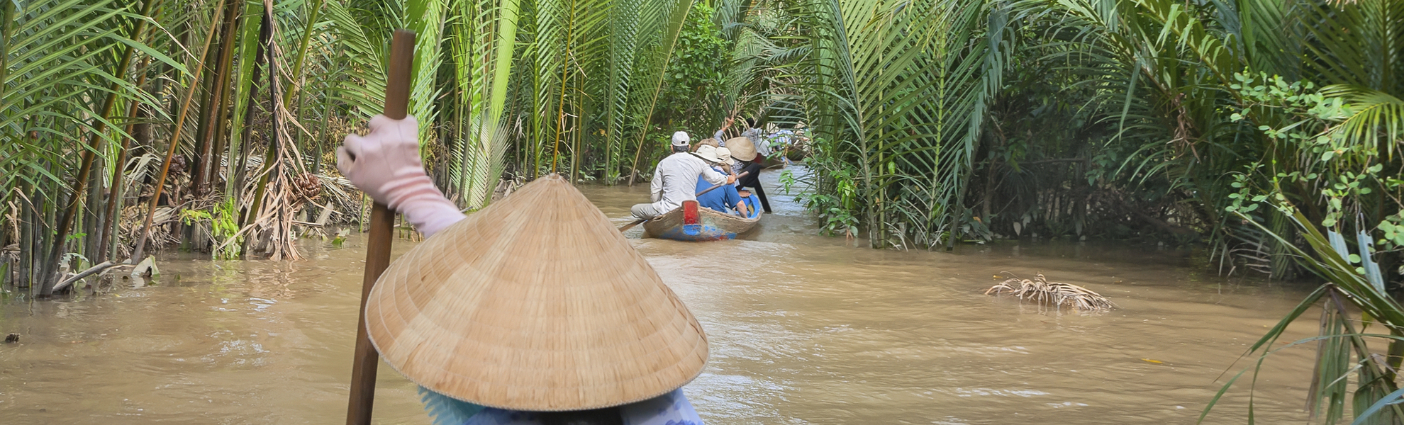 Kanufahrt im Mekong Delta, Kambodscha