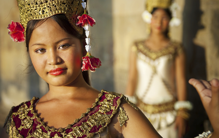 Tempeltaenzerin in Tempel, Kambodscha