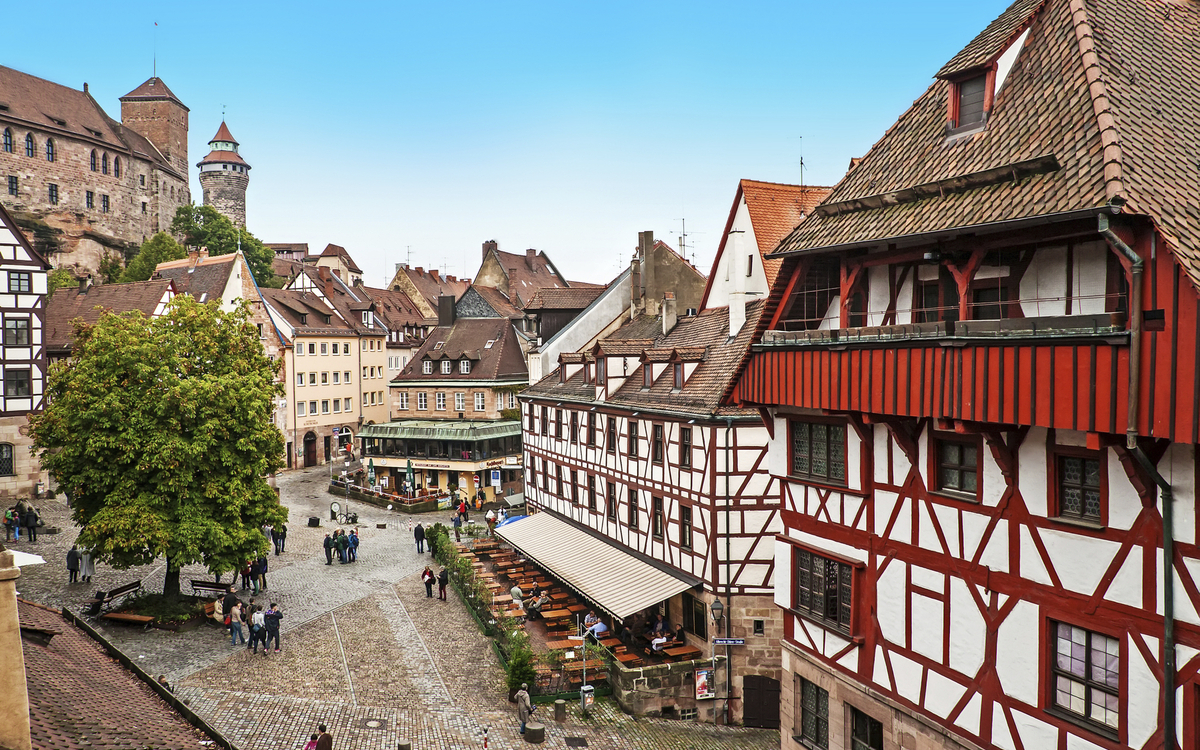 Platz in der Altstadt von Nürnberg, Deutschland