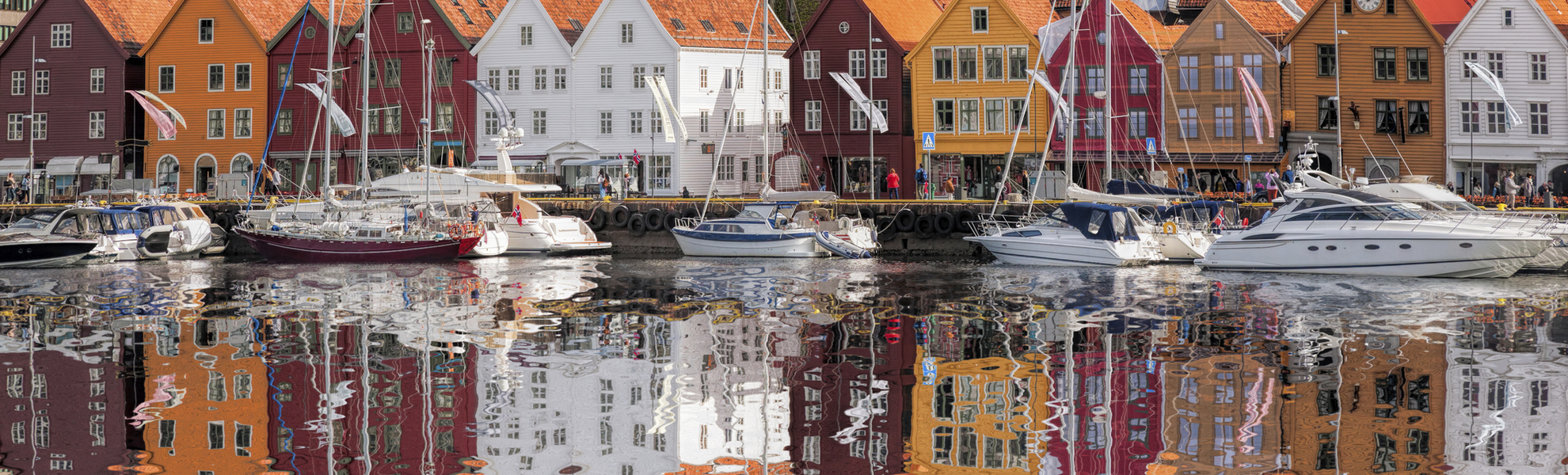 Häuserfassade von Bryggen, Bergen, Norwegen
