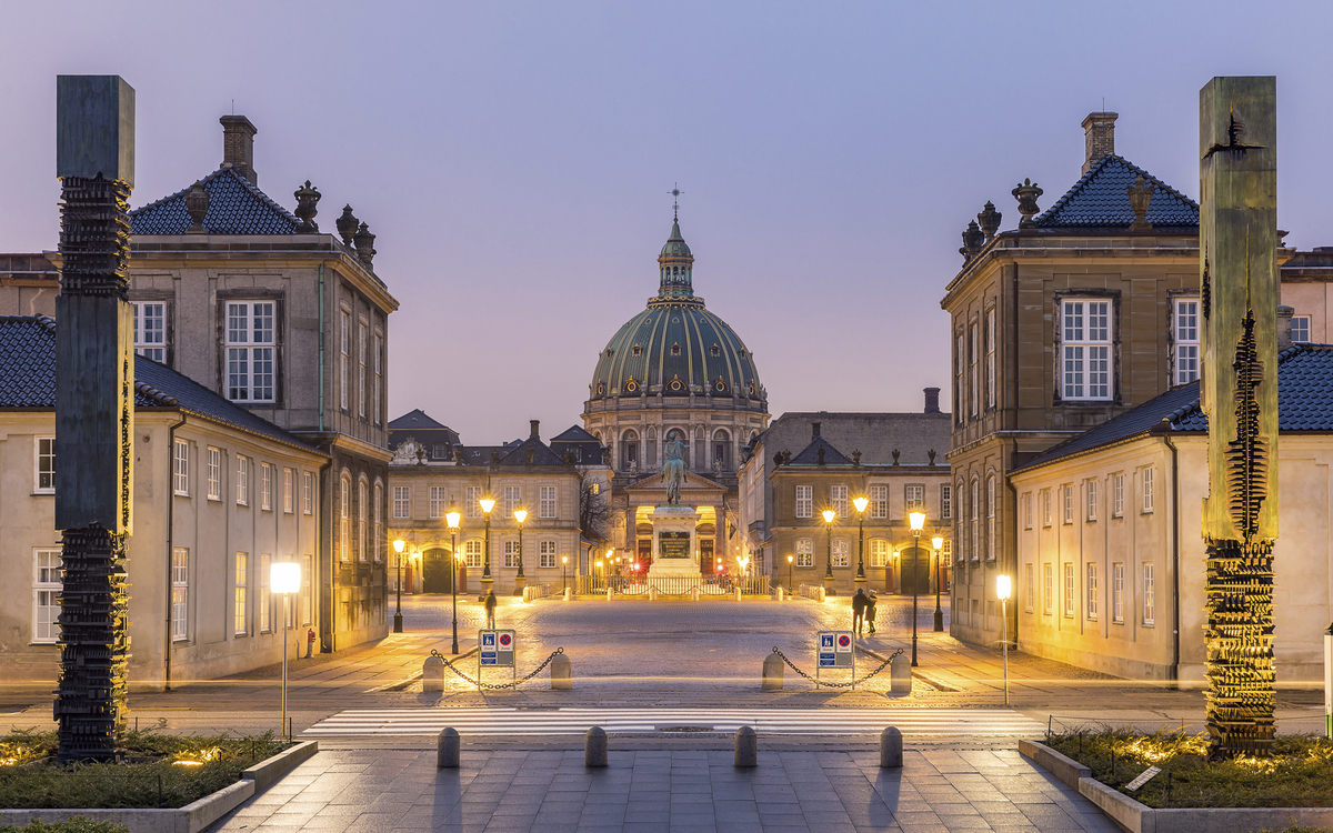 Amalienborg in Kopenhagen im Winter, Dänemark